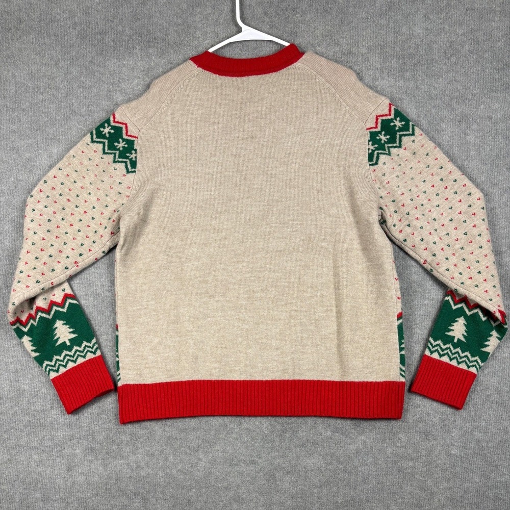 National Lampoon's Christmas Vacation Clark Griswold Sweater L Tan Red Green - Picture 4 of 9